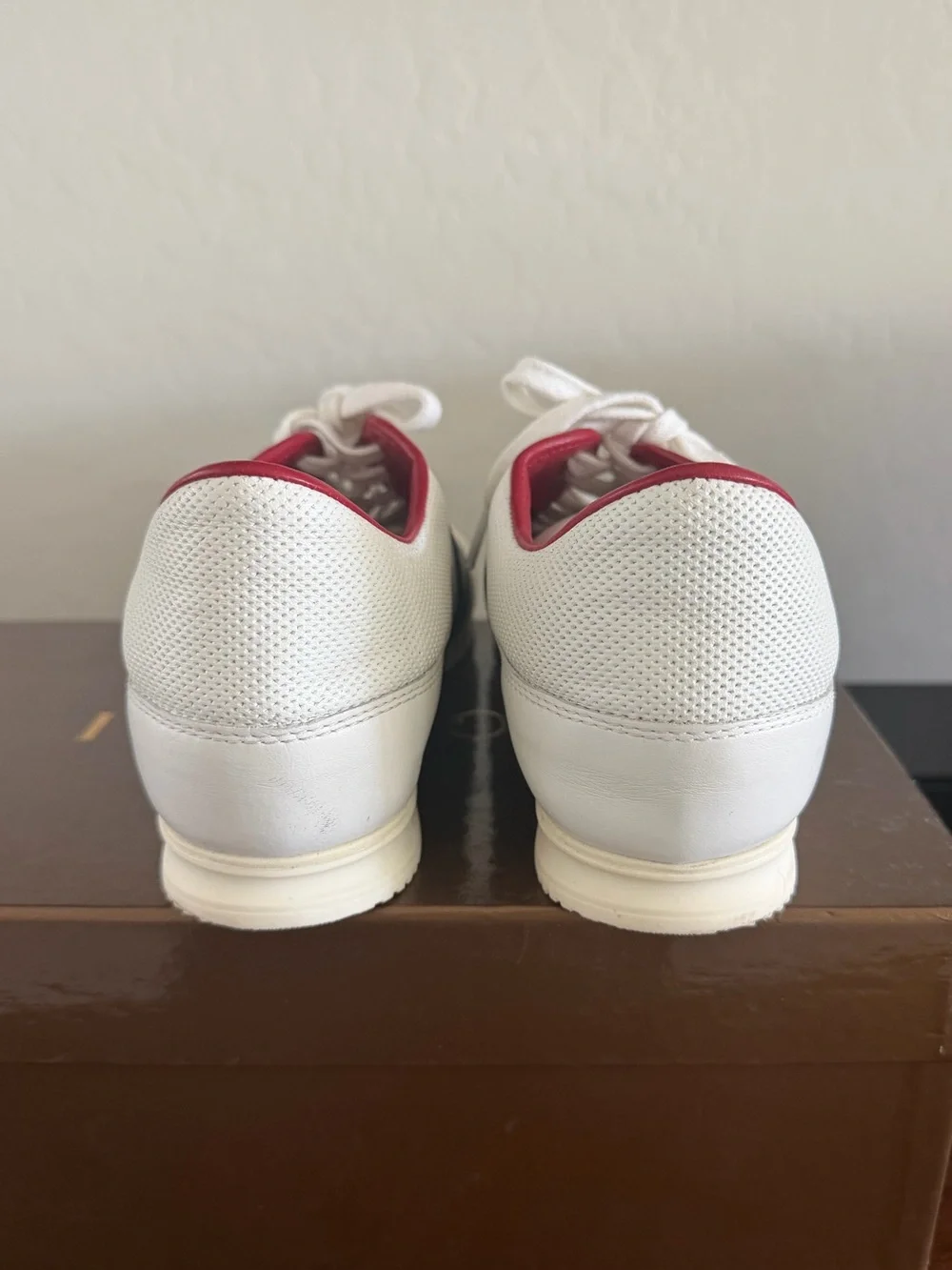 Vintage Gucci White Web Leather Sneakers Sz. 38.5
